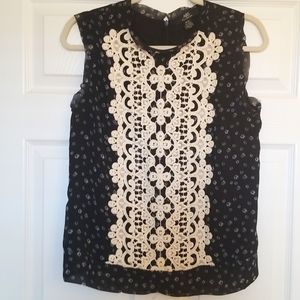 Unique black and white laced women's top size medium